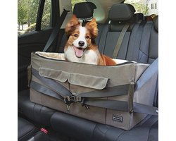 Petsfit Hondenautostoel voor grote honden of 2 kleine honden, hondenstoel auto voor achterbank met afneembare wasbare dubbelzijdige mat, autostoel hond met 2 veiligheidsriemen en opbergtas