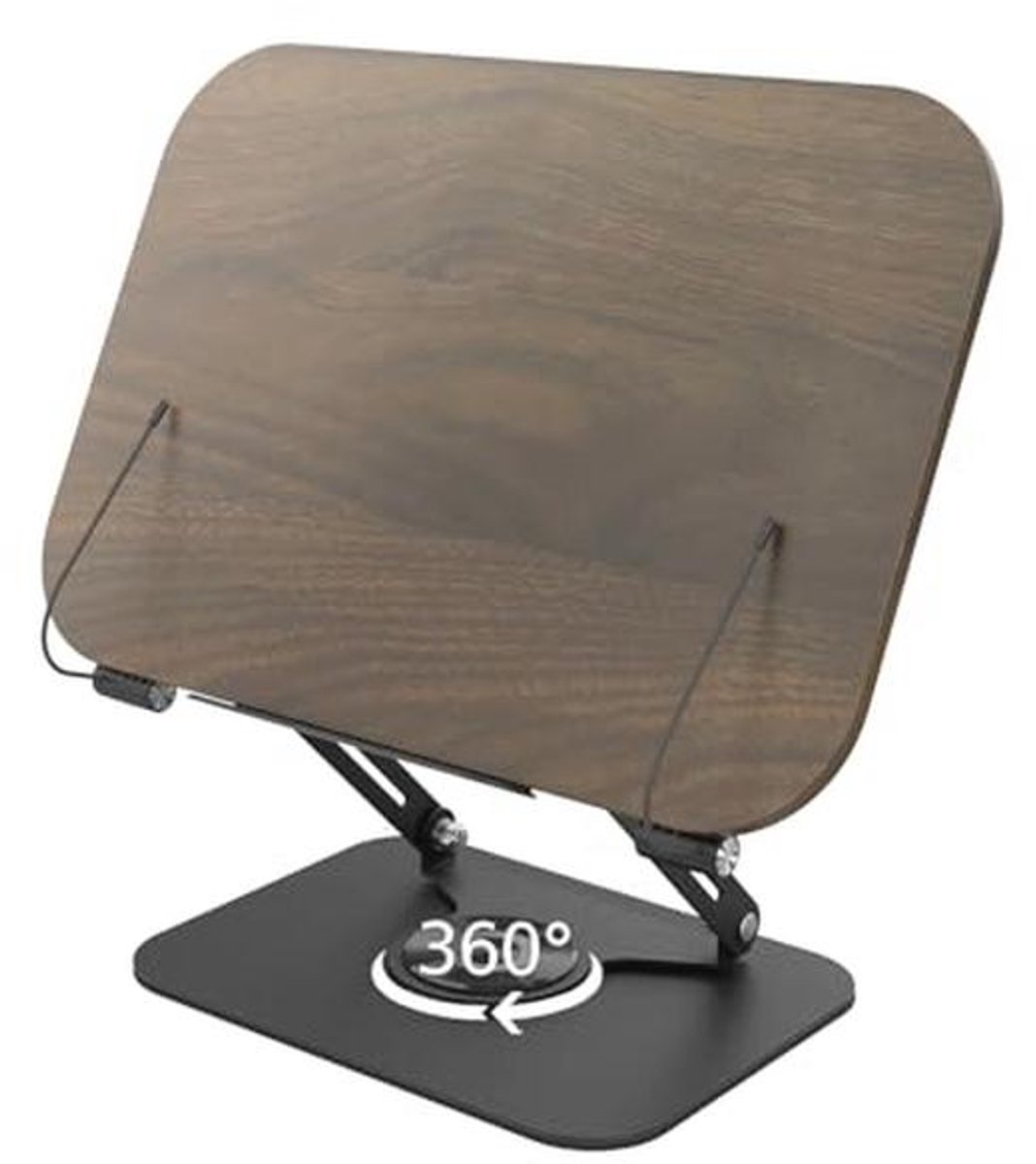 Houten Boekenstandaard met 360° Draaibare Basis - Inklapbare en Draagbare Leesstandaard