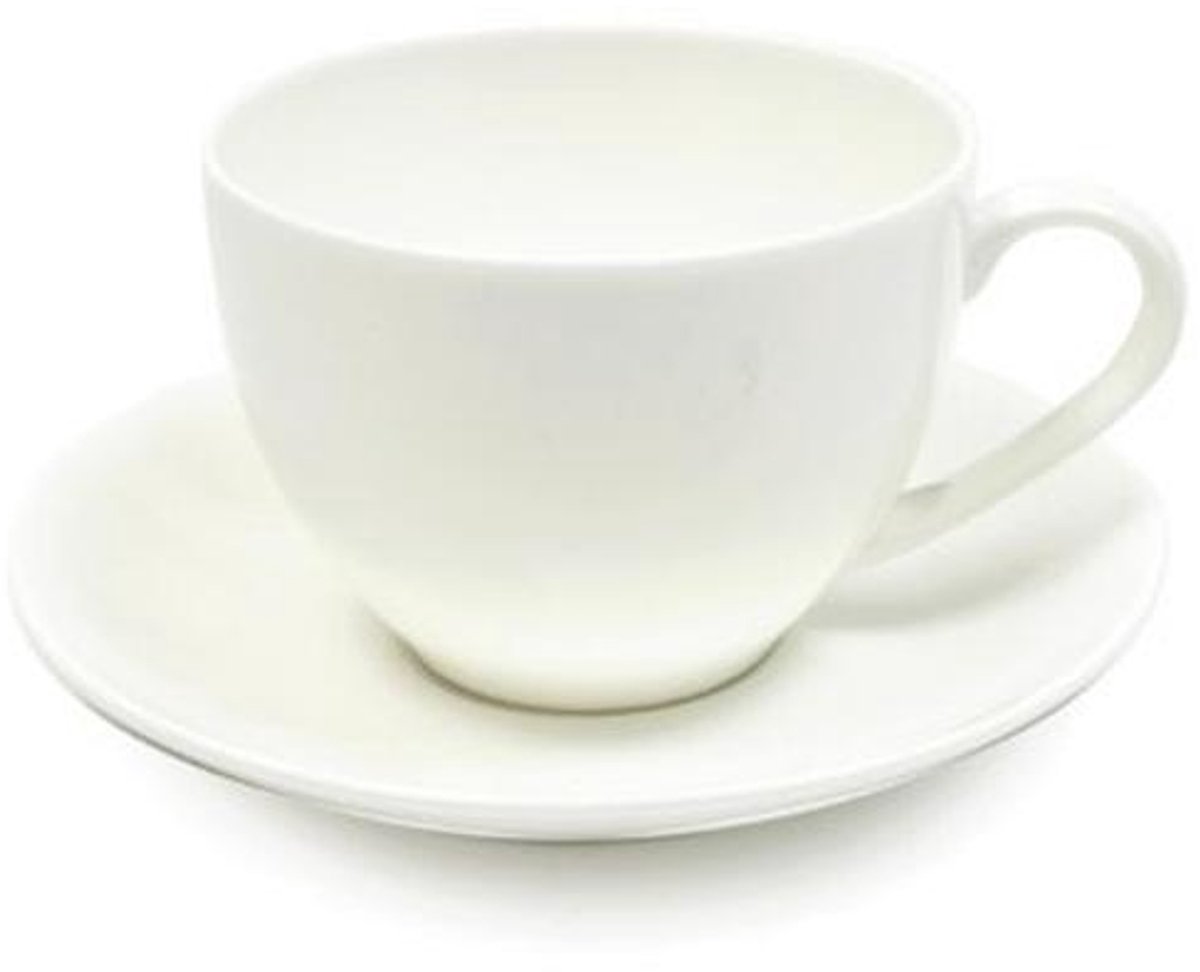 Kop en Schotel van Bone China - 8 oz - Vaatwasser en Magnetron Bestendig