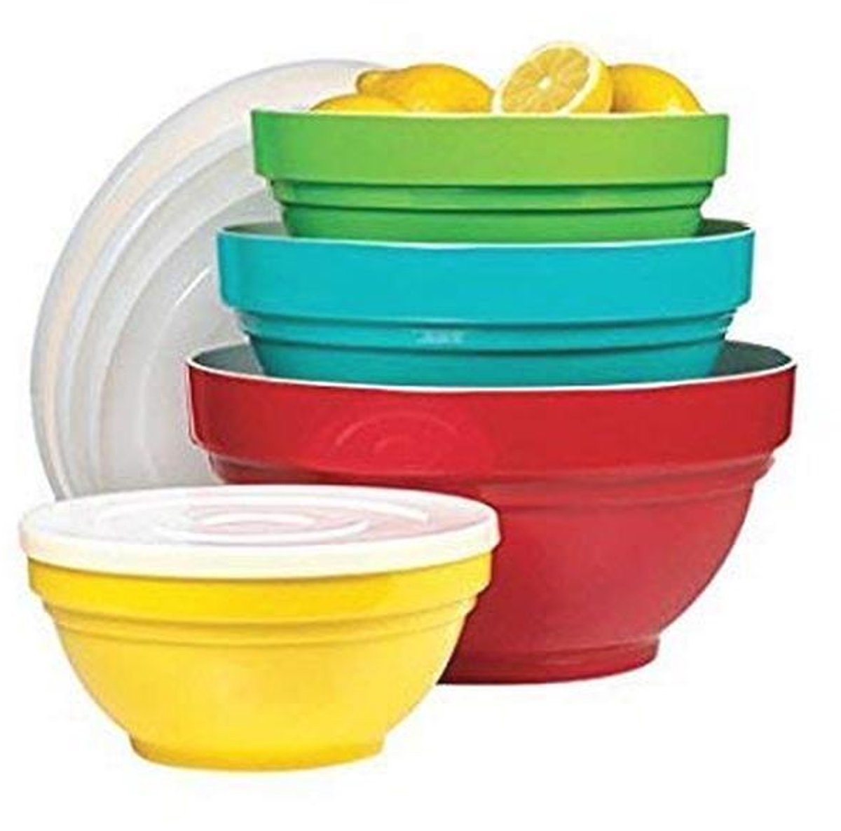 4-delige melamine kom set met deksels - Antislip en heavyweight