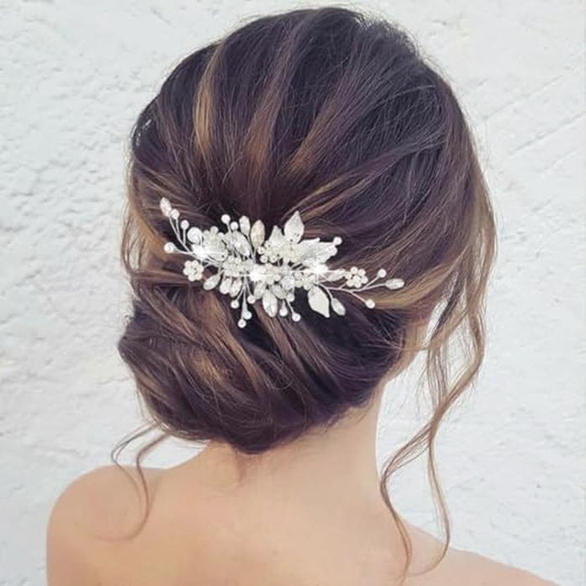 Bruidshaarkammen met Bloemparels en Kristallen - Perfect voor Bruiden en Bruidsmeisjes
