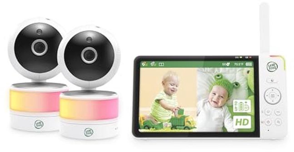 7" Full Color 360 Graden Pan & Tilt Split-Screen Video Babyfoon met 2 Camera's en Nachtzicht
