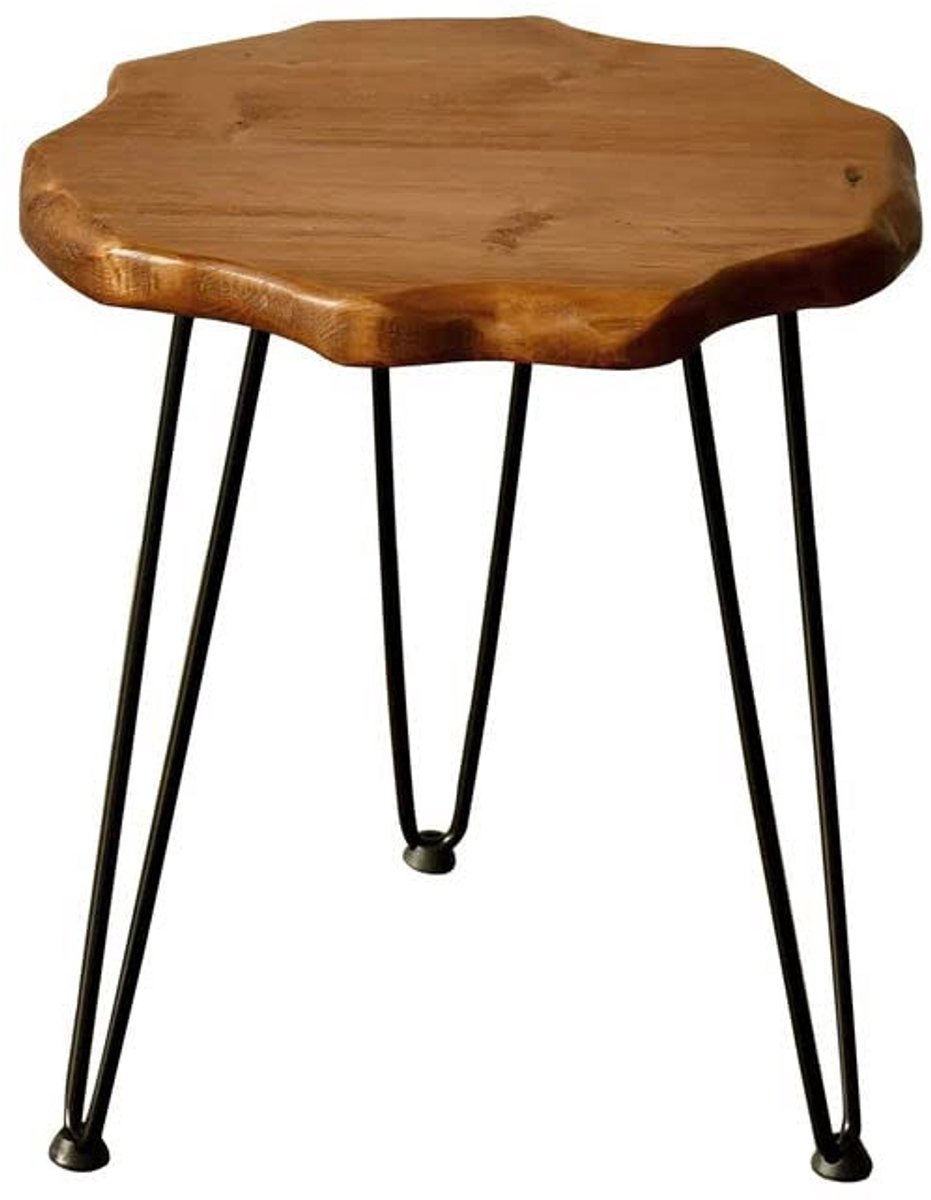 Massief houten bijzettafel 45 cm rond - Handgemaakte salontafel met natuurlijke randen