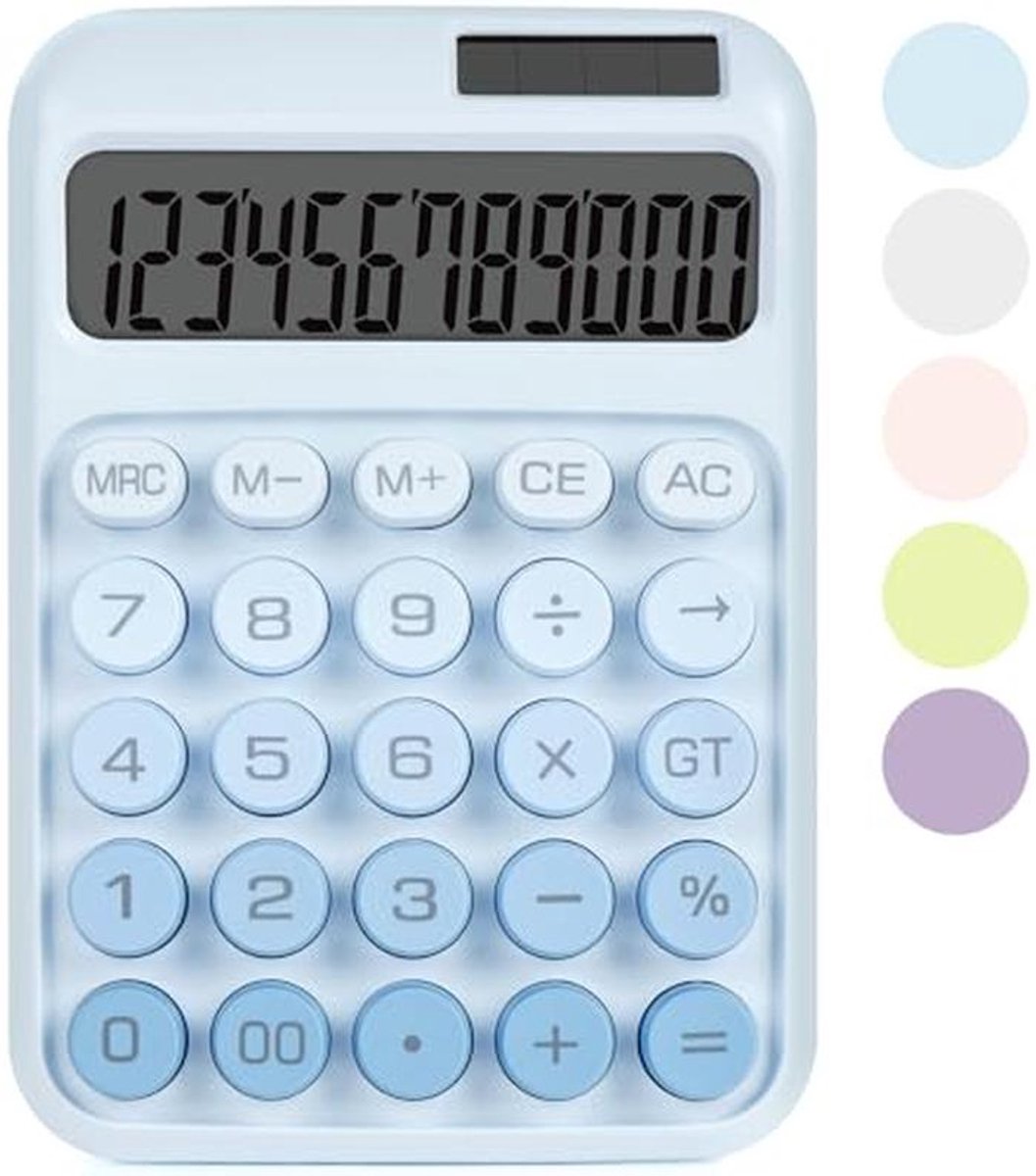 Mechanische schakelcalculator met grote knoppen - Bureaurekenmachine met 12 cijfers en groot LCD-scherm