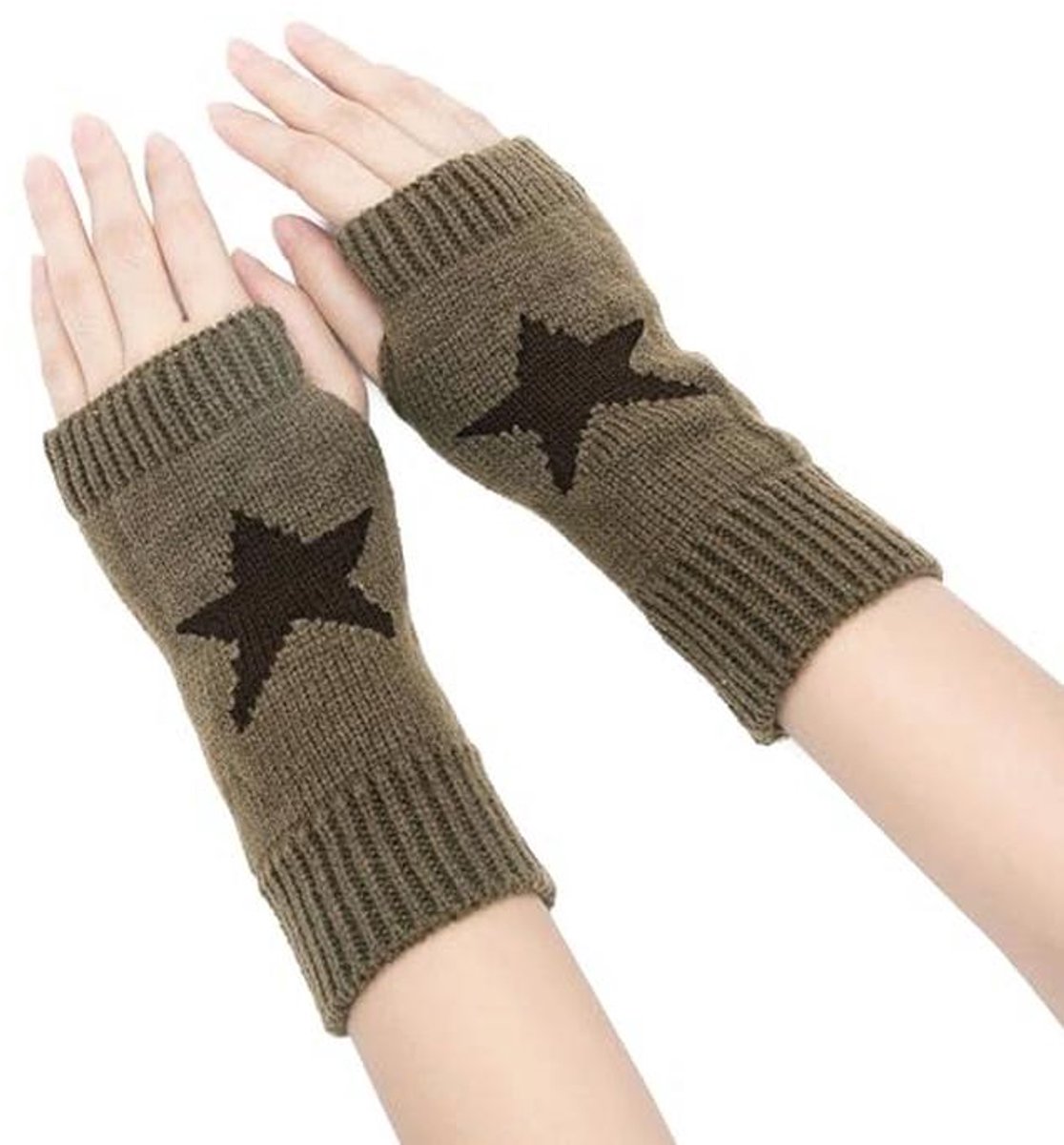 Fingerloze Gebreide Ster Gedrukt Handschoenen voor Dames en Heren - Perfect voor Herfst en Winter