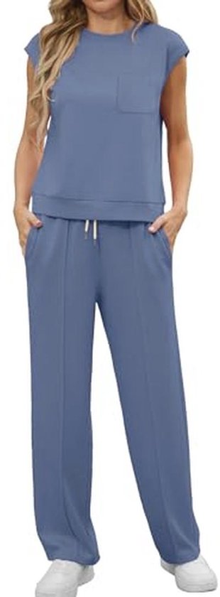 Ensemble de sport deux pièces pour femmes - Outfit casual d'été avec manches courtes et jogging