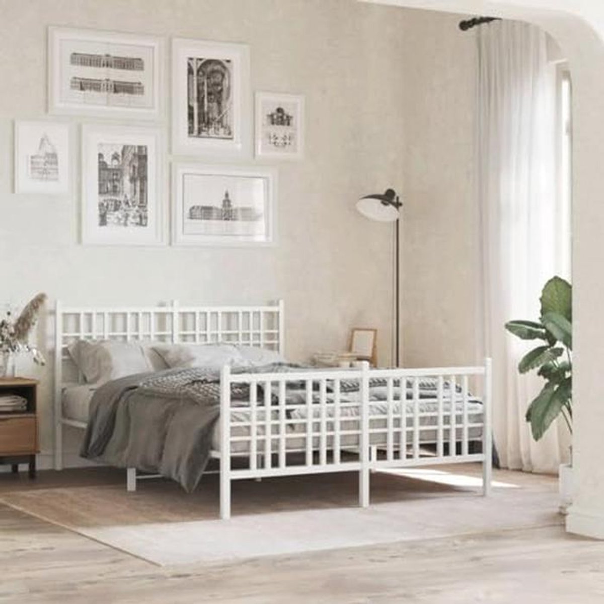Elegante Metalen Bedframe 120x200 cm - Dubbel Bed met Hoofdeinde en Voetteinde