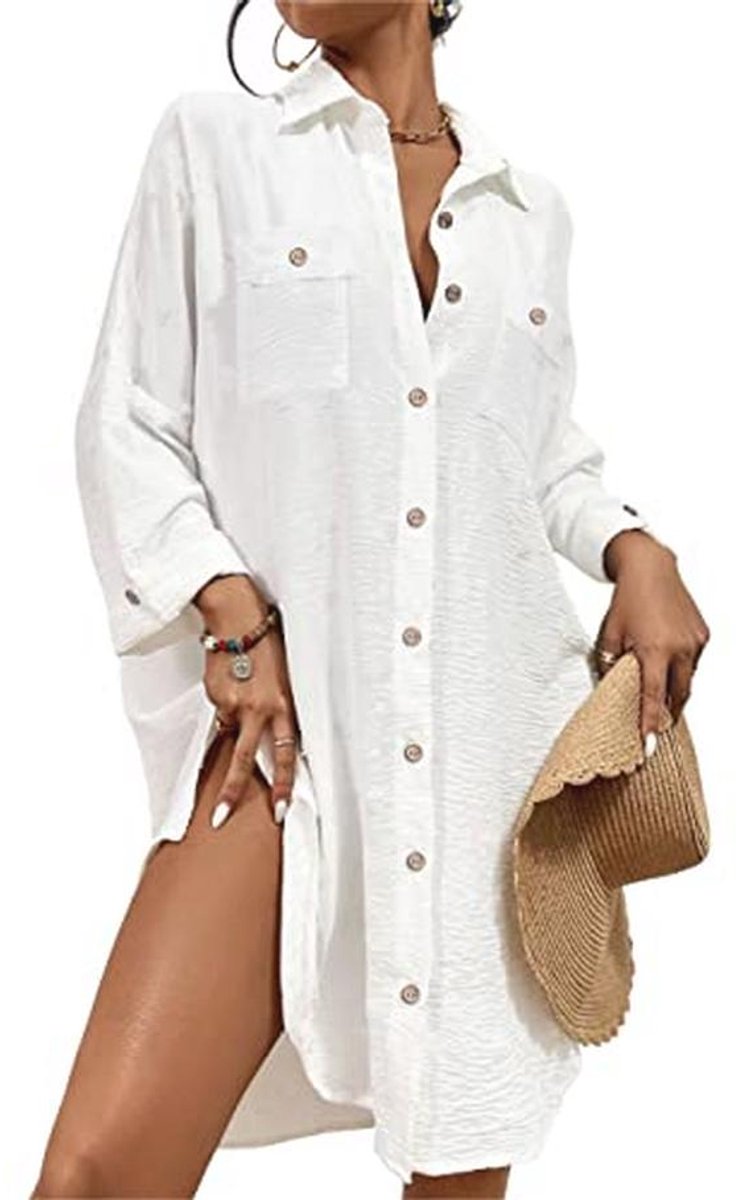 Kimono cover-up open voorkant voor dames met franjes - perfect voor het zwembad en strand