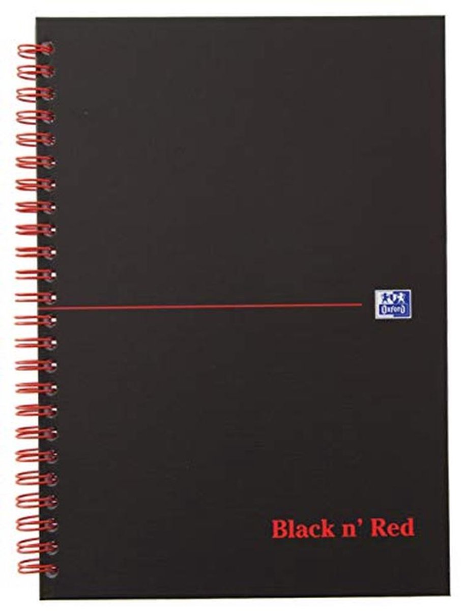 Gebonden Notitieboek A5 - Geruit, 5 Stuks - Zwart/Rood