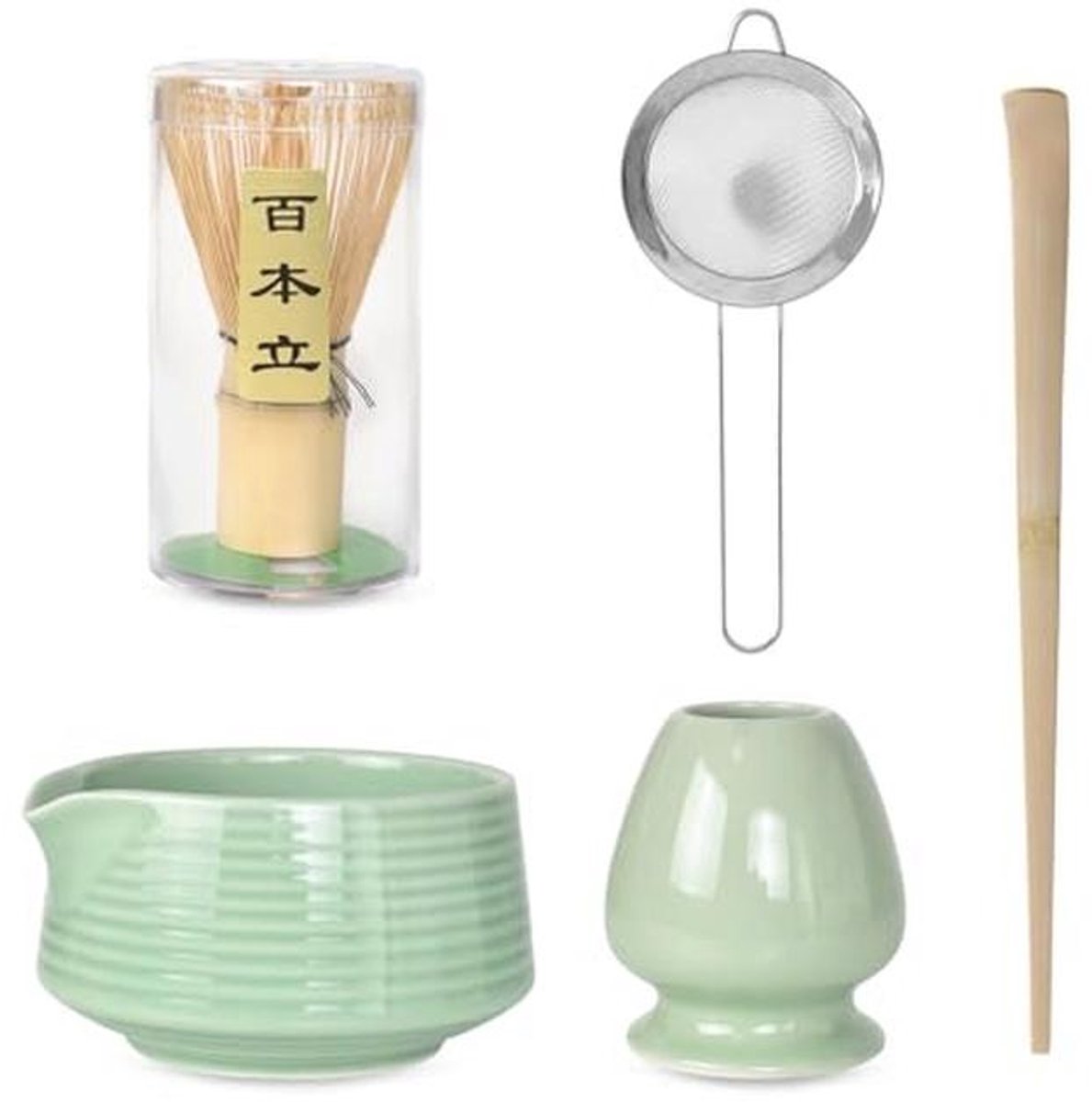 5-delige Matcha Set met Kom, Bamboe Broom en Lepel