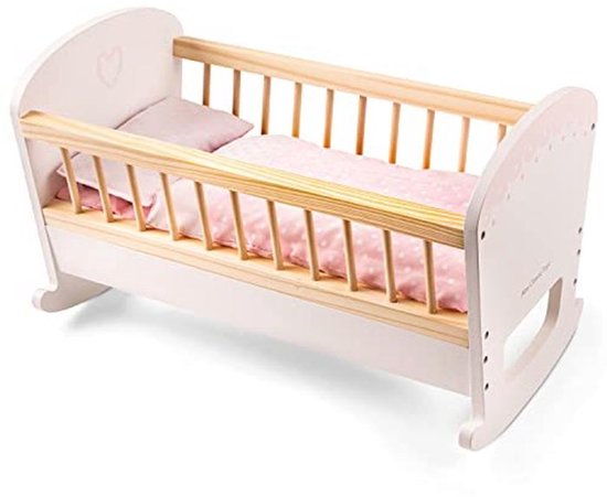 Van Dijk Toys houten poppencommode / poppen commode - Naturel met wit (Kinderopvang kwaliteit