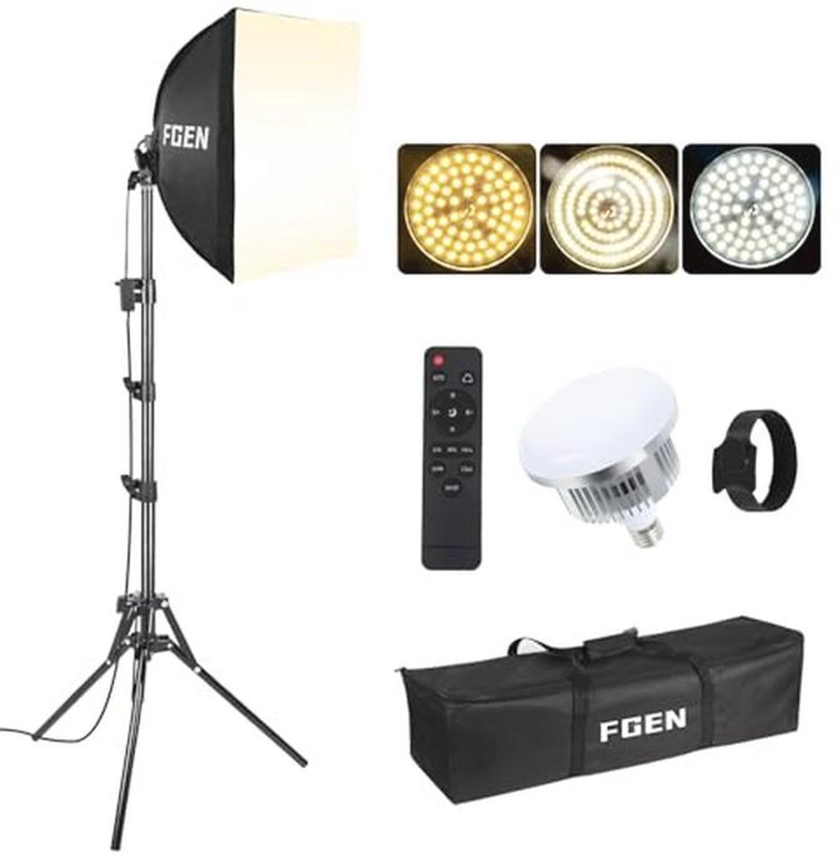 Softbox Set 40x40 cm met Dimbare LED Verlichting en Statief voor Fotografie