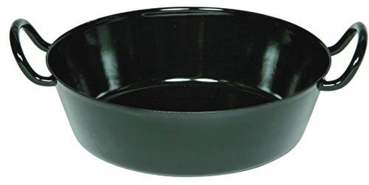 Schnitzelpan 24 cm - Zwart Emaille, Inductie Geschikt, Multifunctioneel Kookgerei