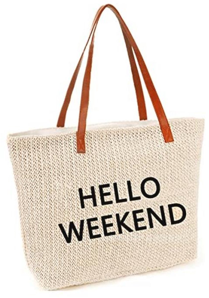 Grote Gevlochten Strandtas voor Dames met Ritssluiting - Casual Zomeraccessoire