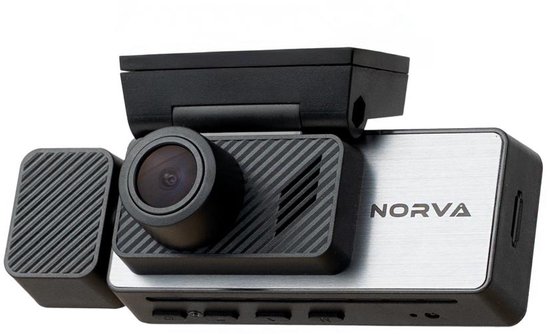 Norva - Dashcam voor Auto 3 in 1 - 4K Ultra HD - 3 Camera posities - Wifi & GPS - Nachtzicht - Besturing via app - 170 graden kijkhoek - G-sensor - loop recording - Incl. 64GB SD-kaart