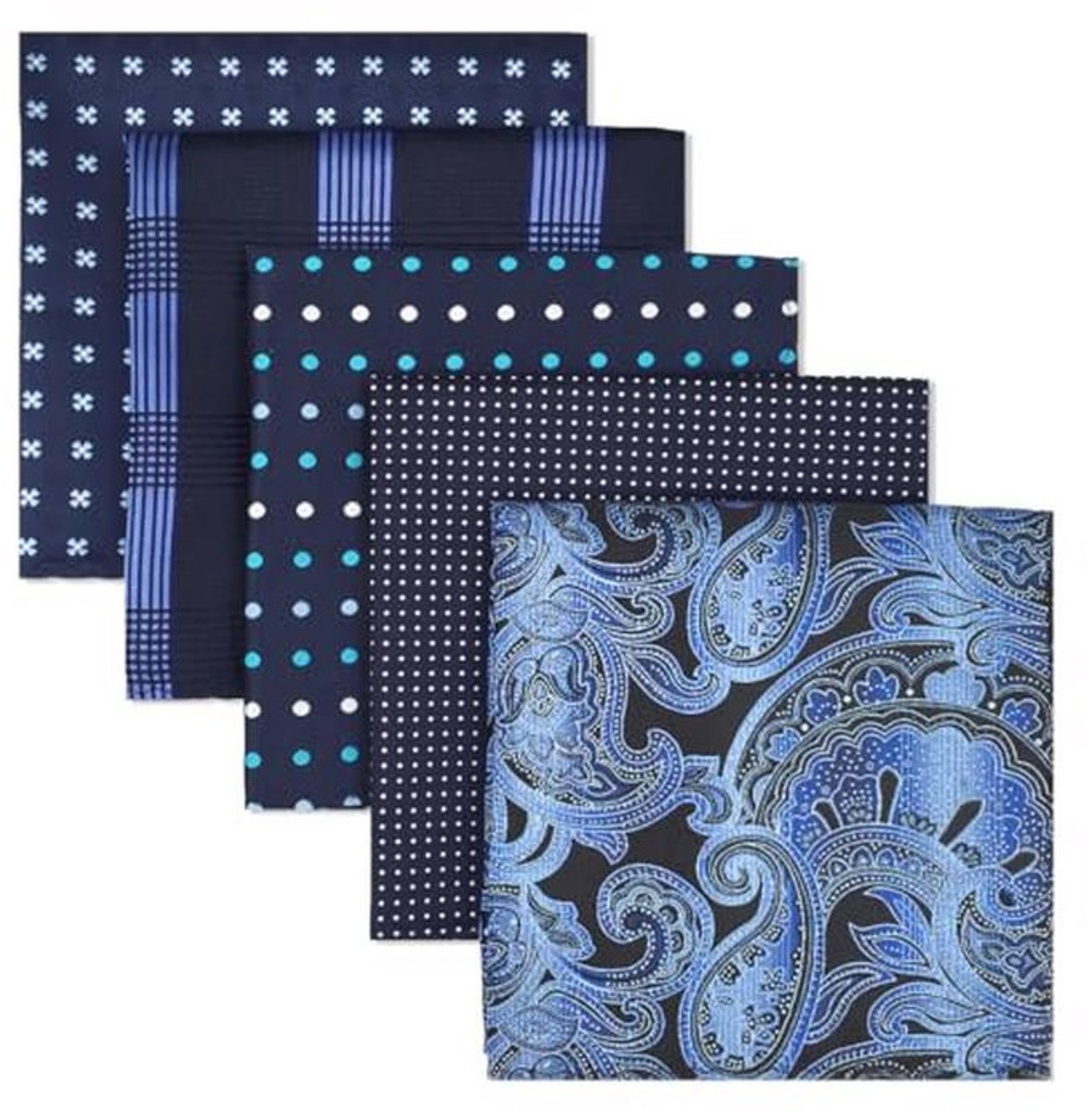 Geassorteerde Heren Pochet Zakdoeken Set - 5 Stuks Full-Size Pocket Squares
