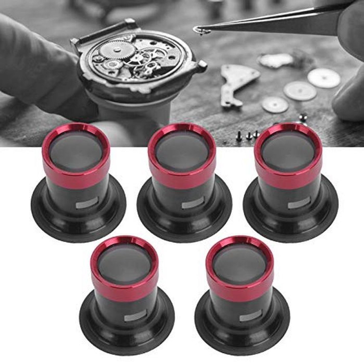 Horloge Reparatie Vergrootglas Set - 5 Stuks Aluminium Vergrootglas voor Precisie Mechanica