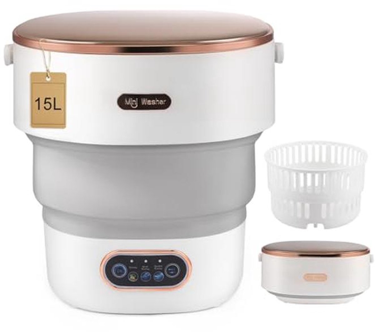 Draagbare Mini Wasmachine met Centrifugemand - 15L Opvouwbare Wasmachine voor Ondergoed en Kleine Was