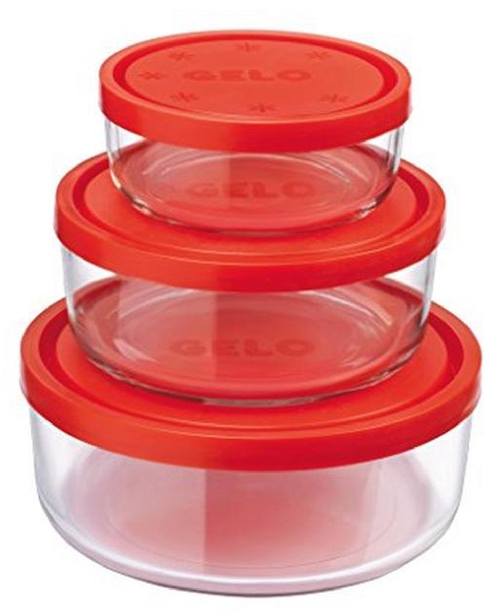 Transparante Gelo Box voorraaddozen - Set van 3 met Rood Deksel