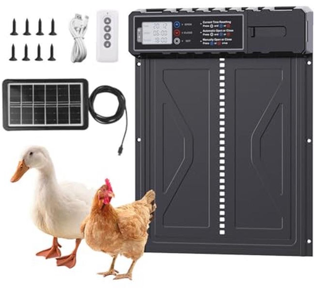 Zonne-energie Aangedreven Automatische Kipendeur met Timer en Waterdichte Bescherming