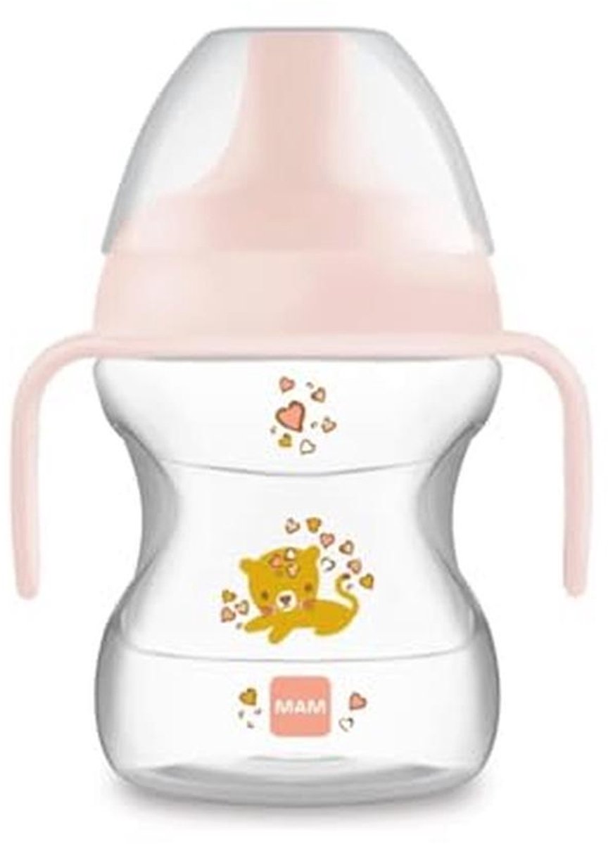 Leer Drinkbeker voor Kinderen vanaf 6 Maanden - 190 ml, Roze, met Afneembare Handgrepen