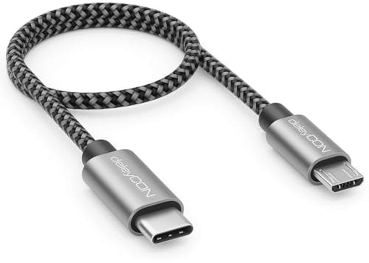 USB C naar Micro USB Kabeladapter 30cm - Oplaad- en Data Kabel voor Mobiele Apparaten
