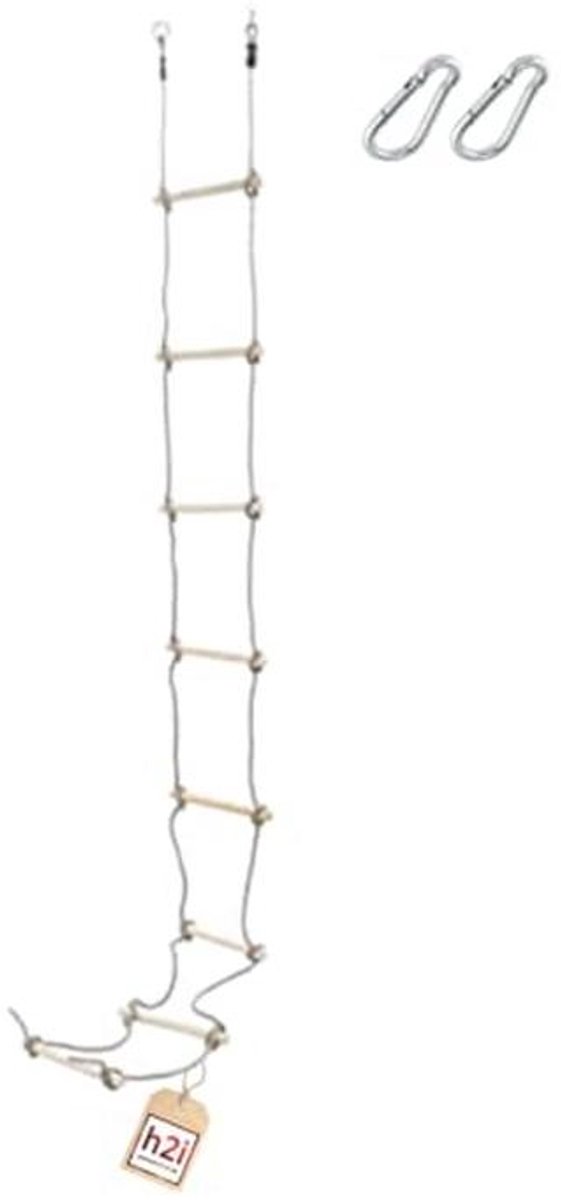 Klimladder voor Kinderen - Houten Touwladder met 8 Spijlen voor Buiten en Binnen