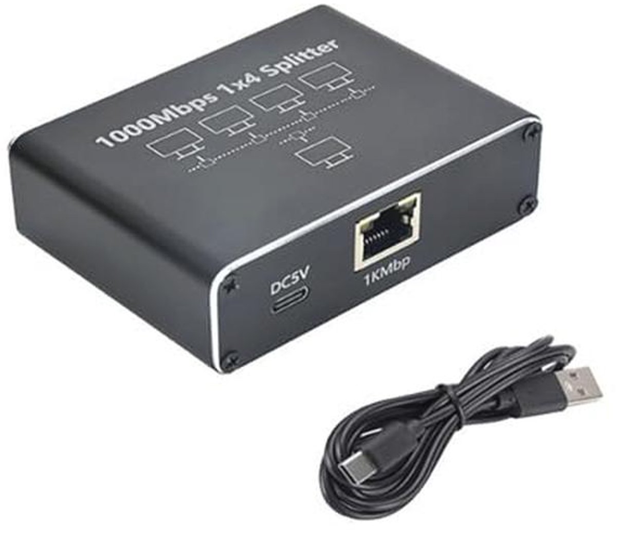 Netwerk Splitter 1 naar 4 - RJ45 Ethernet Adapter voor Hoge Snelheid