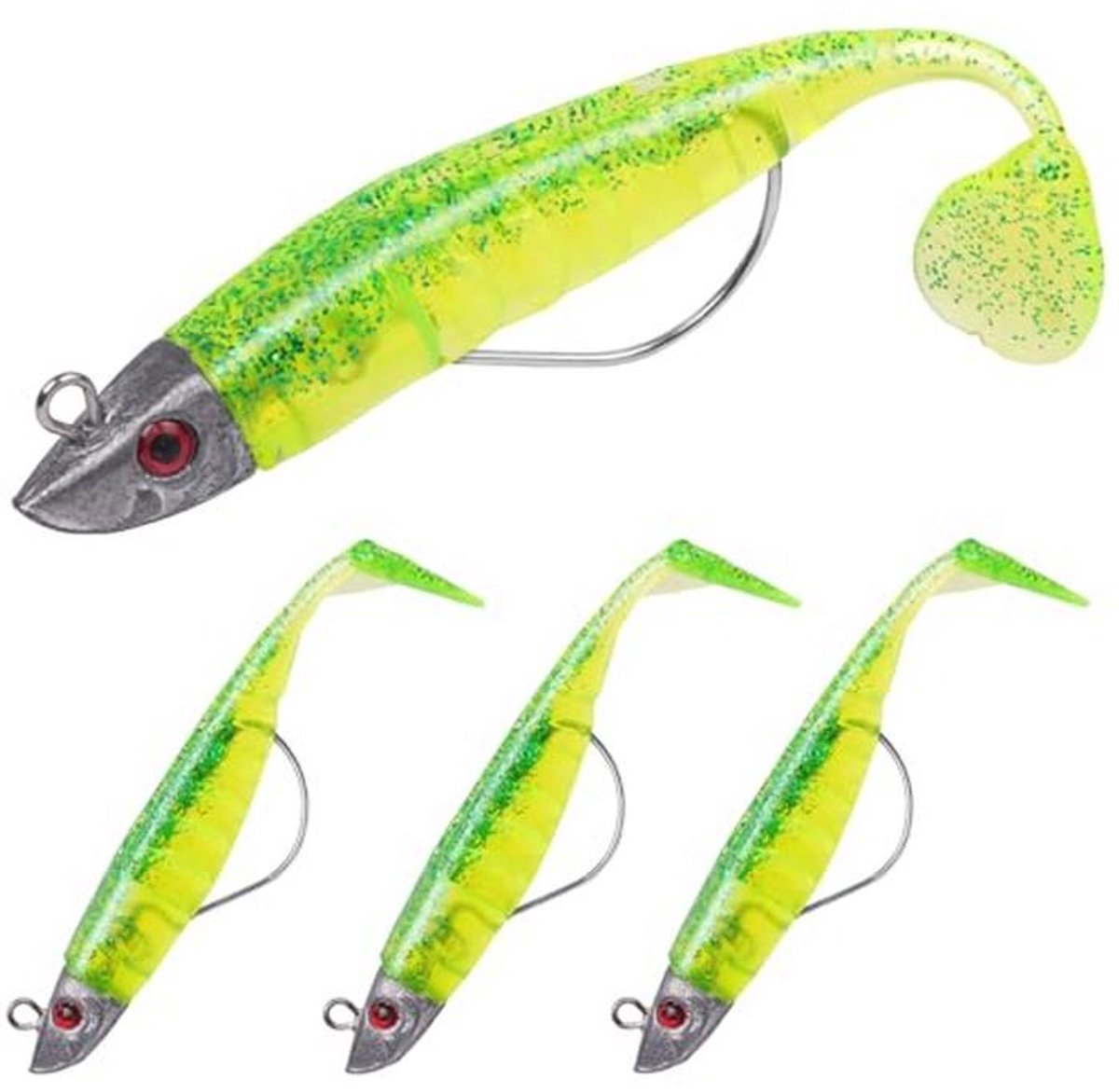 Spinning Visaas Set van 3 Rubber Vissen - Zacht Aas voor Zeebaars, Snoek en Forel