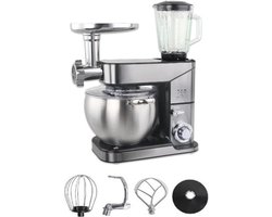 Multifunctionele 3-in-1 Keukenrobot met Hakmolen, Blender en Kneedmachine - 2000W, 12L, Grijs