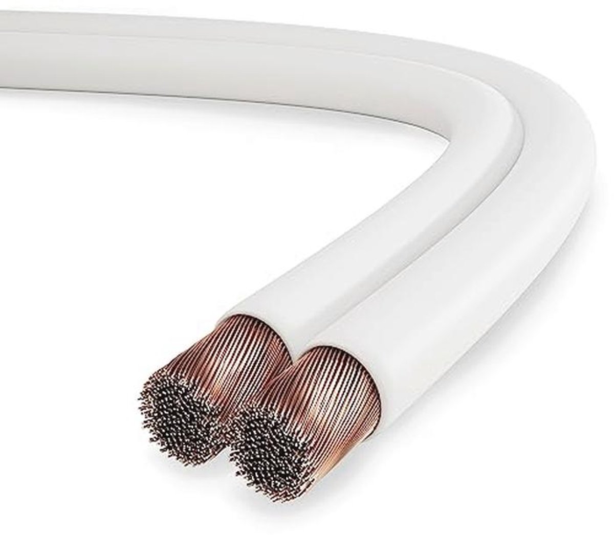 Luidsprekerkabel 2x1,50mm² - 20m - Audiokabel met Polariteitsmarkering voor HiFi Luidsprekers en Subwoofers - Wit