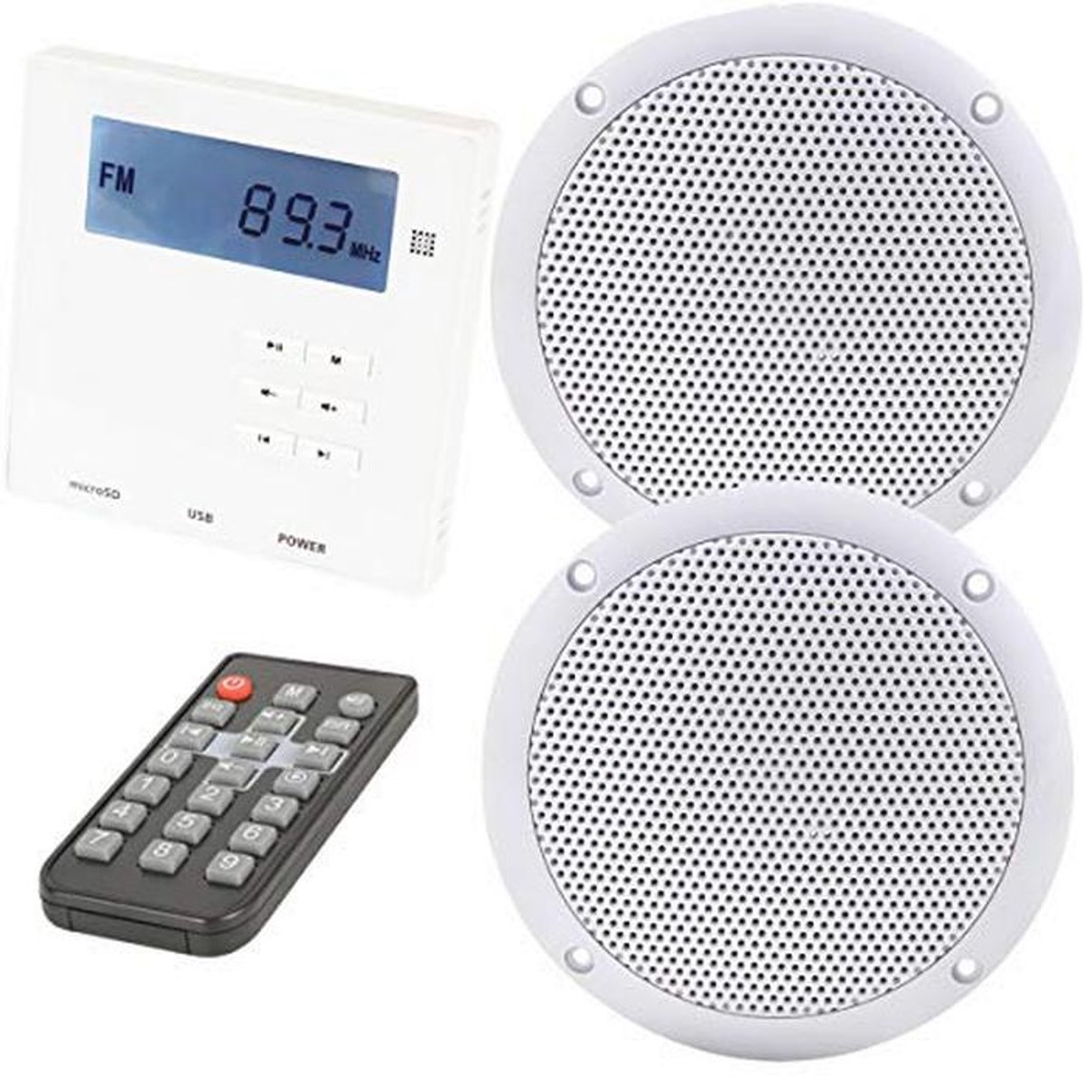 Draadloze Wandversterker met Vochtbestendige Plafondluidsprekers - HiFi Audio Systeem voor Keuken