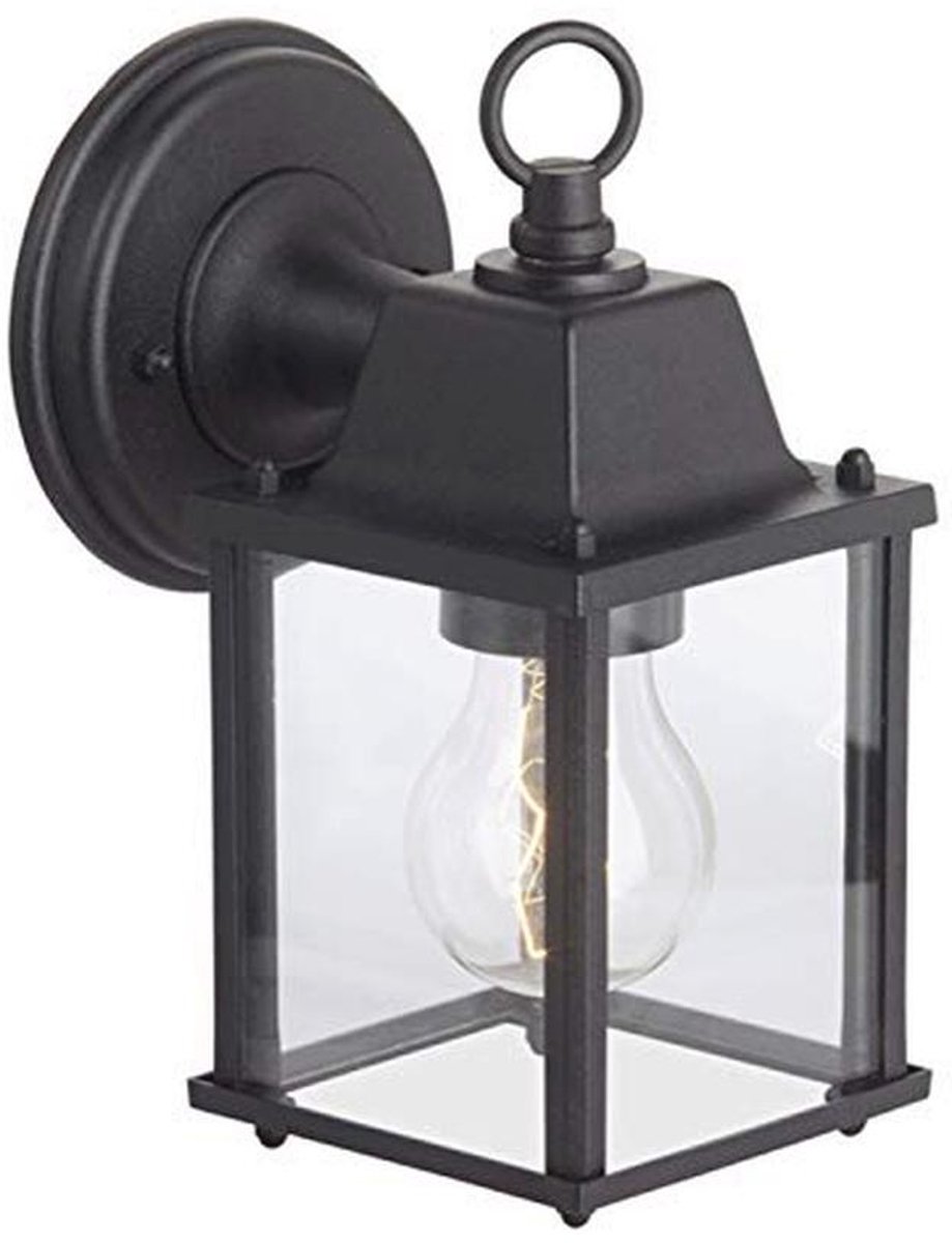 Buitenwandlamp Hangend E27 - Zwart Metalen Design - Max. 60 W