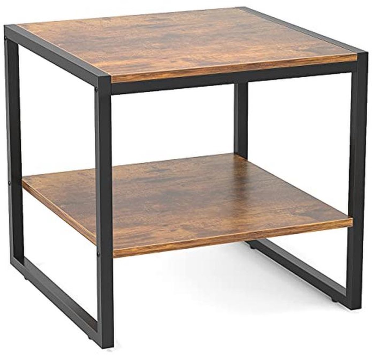 Moderne vierkante bijzettafel met opbergplank - 20 inch houten afwerking