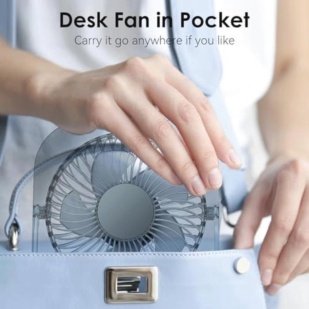Glazen Mini Bureaubladventilator - 3 Snelheden, Lichtgewicht USB Ventilator voor Werk, Studie, Feest en Kamperen