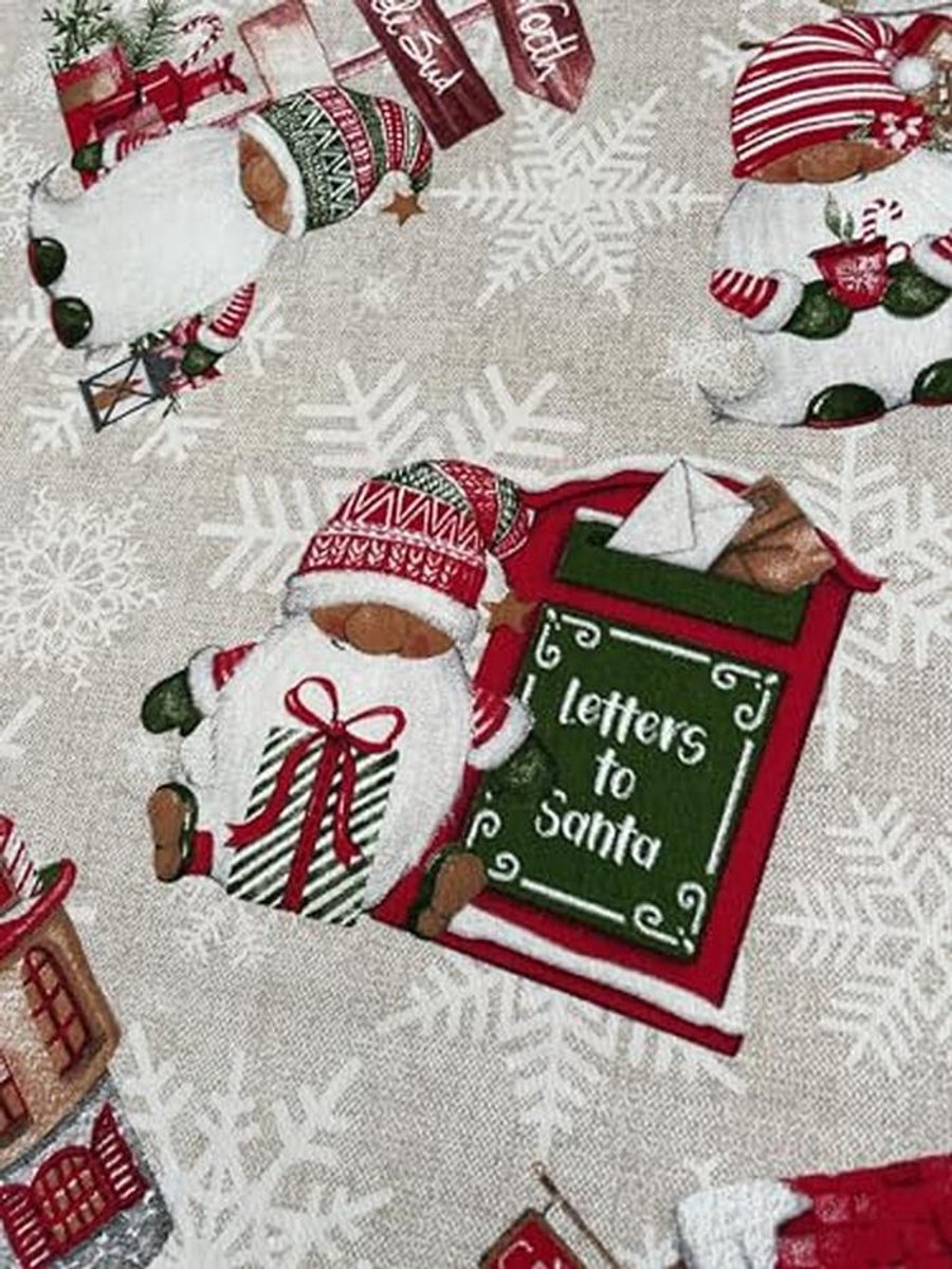Kersttafelkleed met elfen en dwergen - 130 x 130 cm