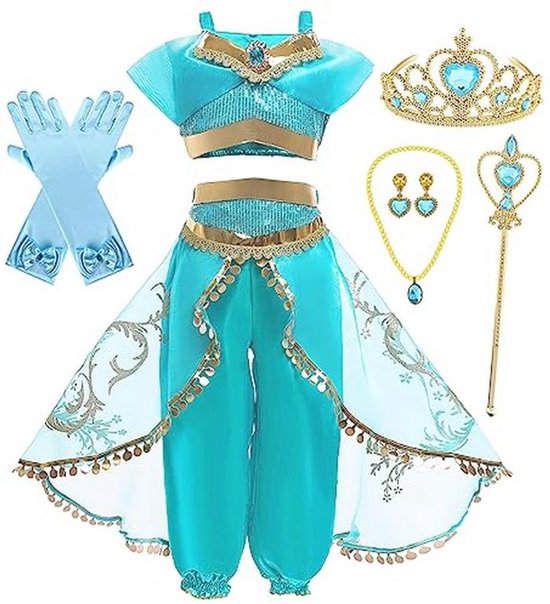 Prinses Jasmine meisjes jurk voor kinderen - Aladdin kostuum voor feestgelegenheden