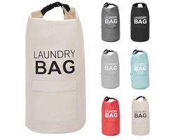 CosyLife Rugzak waszak met schouderbanden en zak duurzame Oxford kleding mand tas met gesp oprolbare sluiting voor universiteit, reizen, wasserette, appartement (gebroken wit)