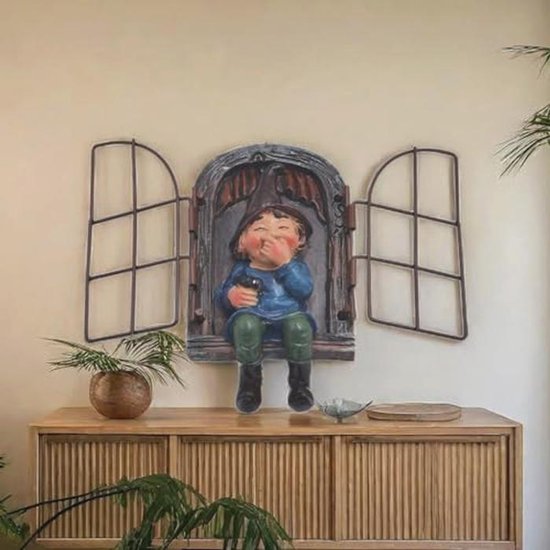 Charmante tuinkabouter met witte baard voor in de tuin - ophangbaar