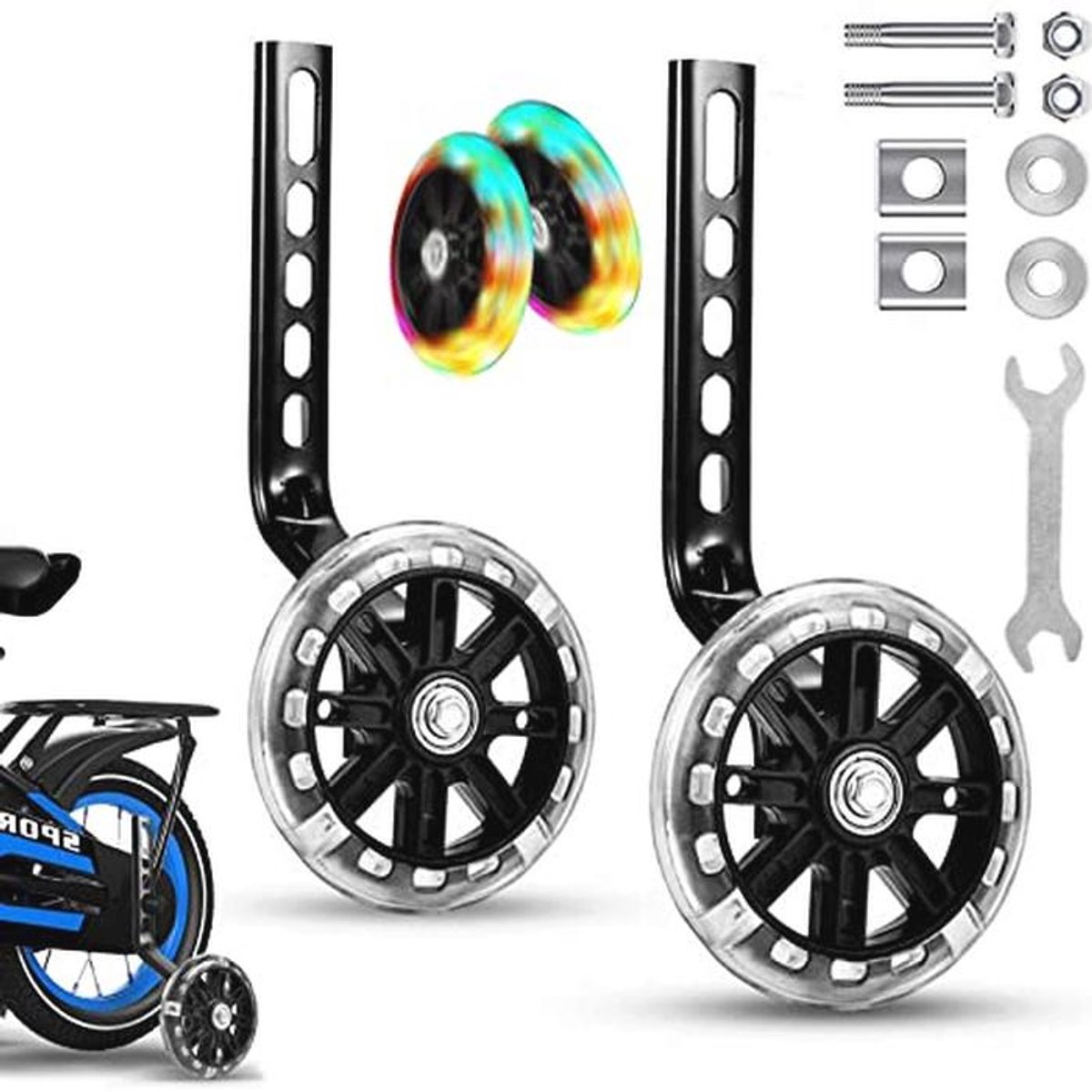 Universele Fietssteunwielen voor Kinderen - Trainingswielen voor Kinderfiets - Veiligheidssteunwielen voor 12, 14, 16, 18, 20 Inch