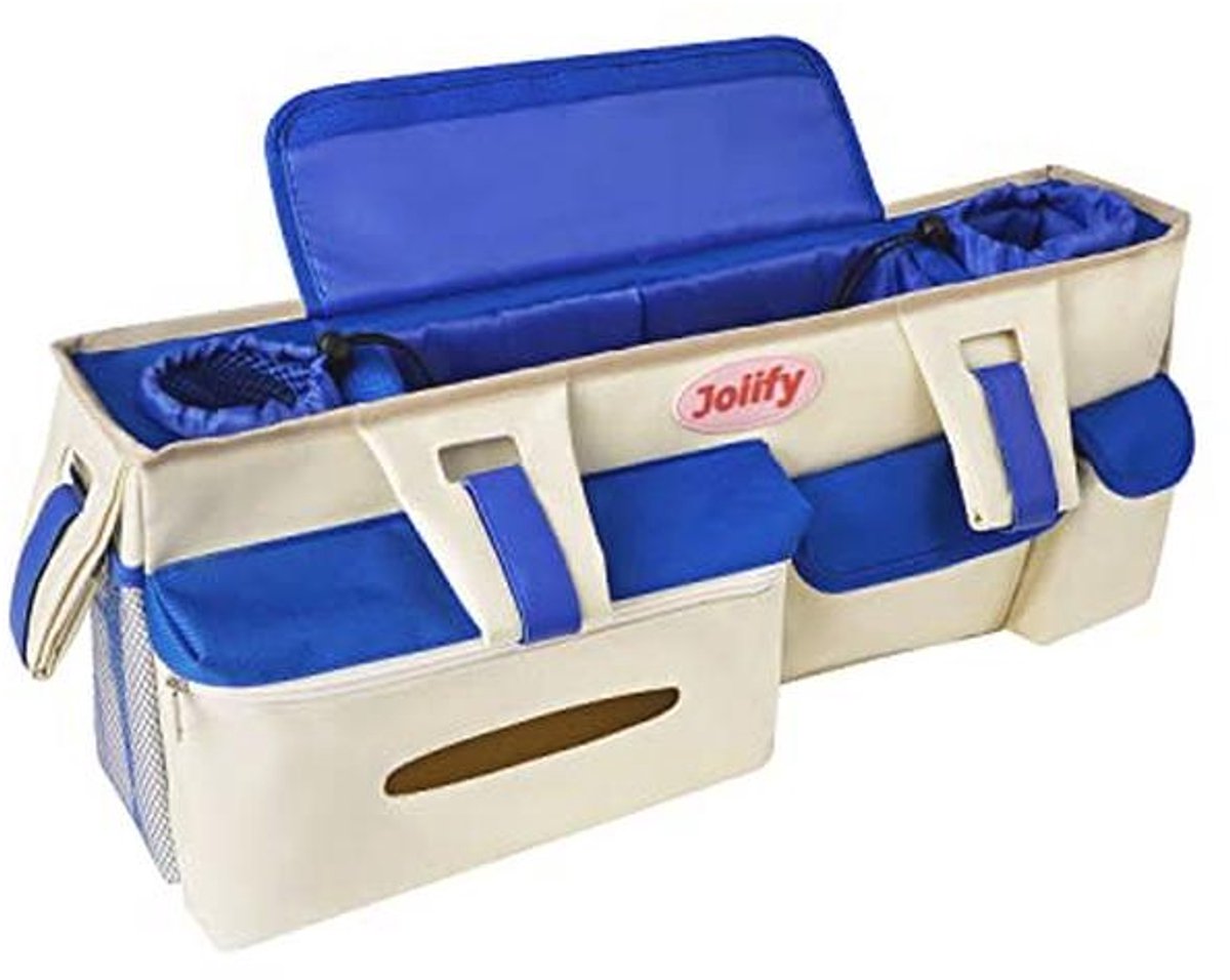 Dubbele Kinderwagen Organizer met Bekerhouders en Ruime Opbergbox voor Ouders