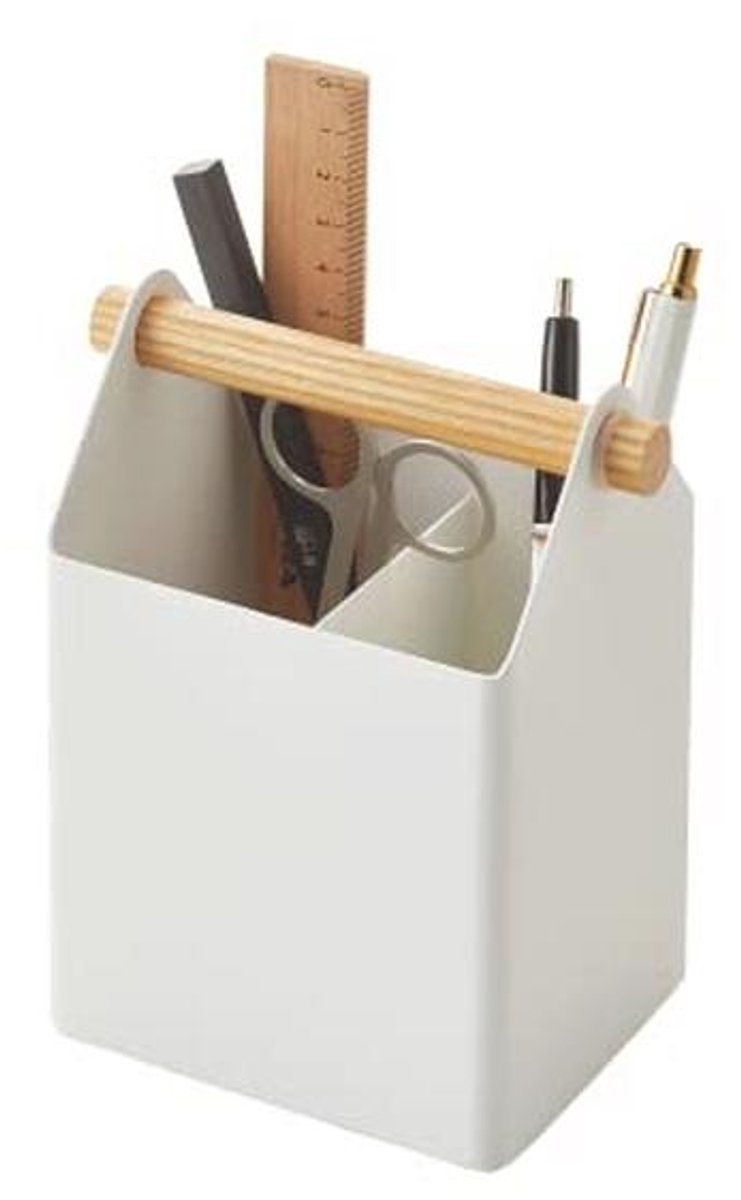 Pennenstandaard van staal en hout - 12 x 8,5 x 14,5 cm