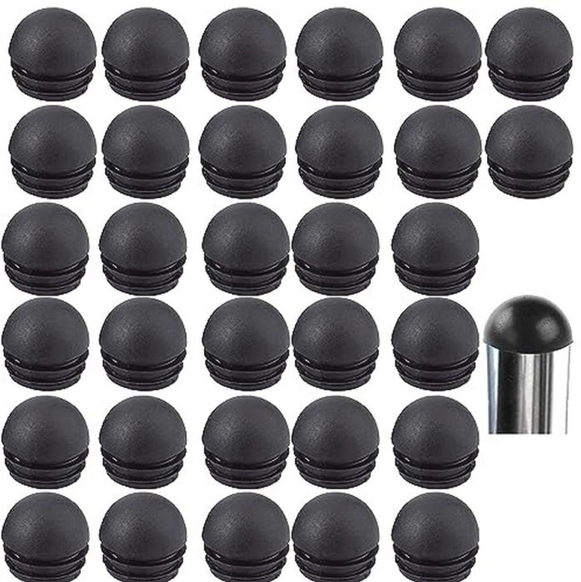 Ronde Eindkappen voor Stoelbuis - Zwart Rubber Bescherming (32 Stuks)