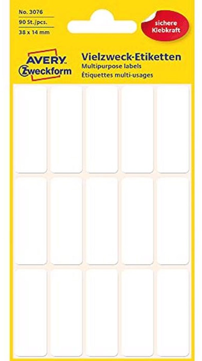 Huishoudetiketten - Zelfklevend 38 x 14 mm - 90 Stickers voor Kantoor en Thuis