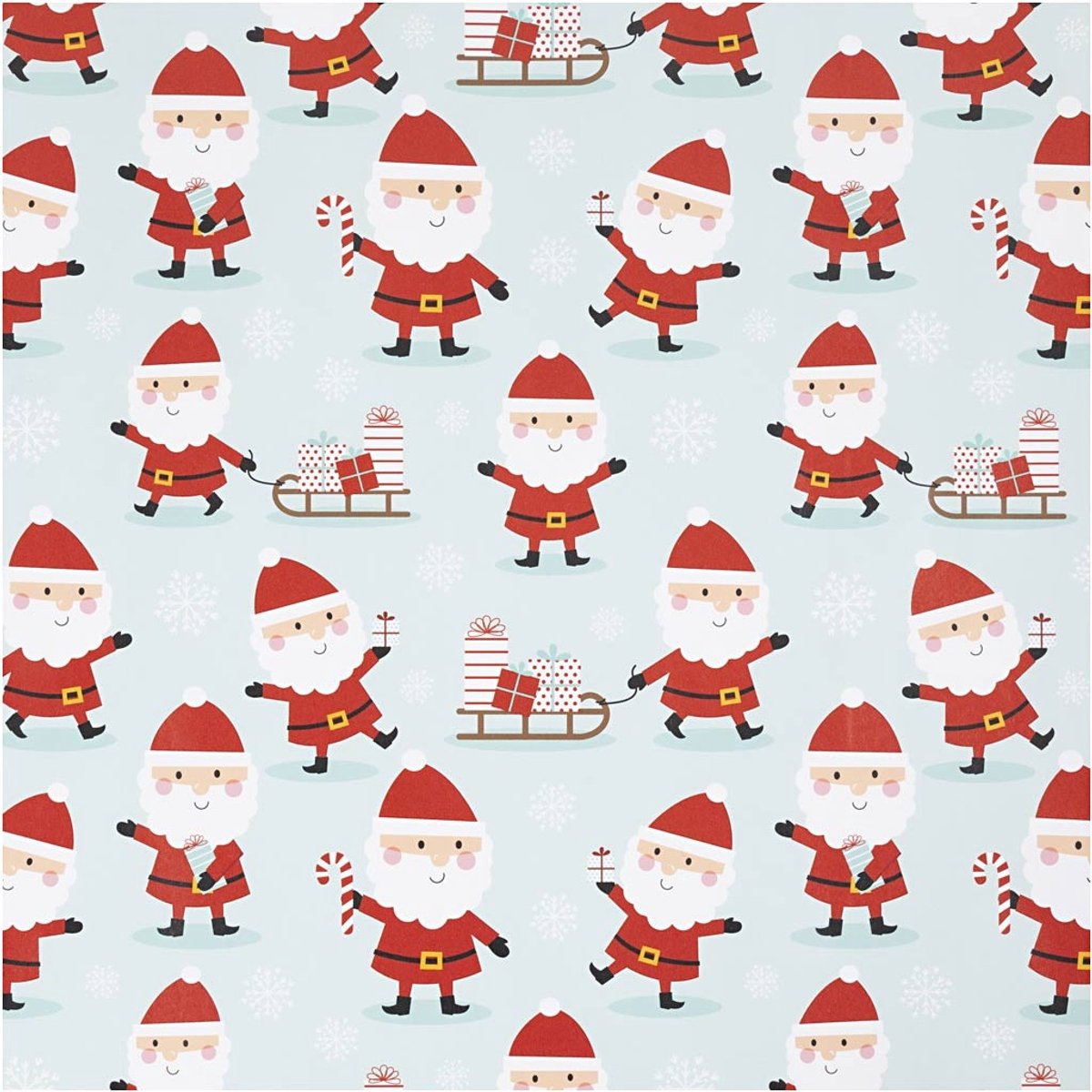 Inpakpapier Kerstman – Kerst Cadeaupapier – Geschenkpapier Mint Groen – 50 cm 100 Meter