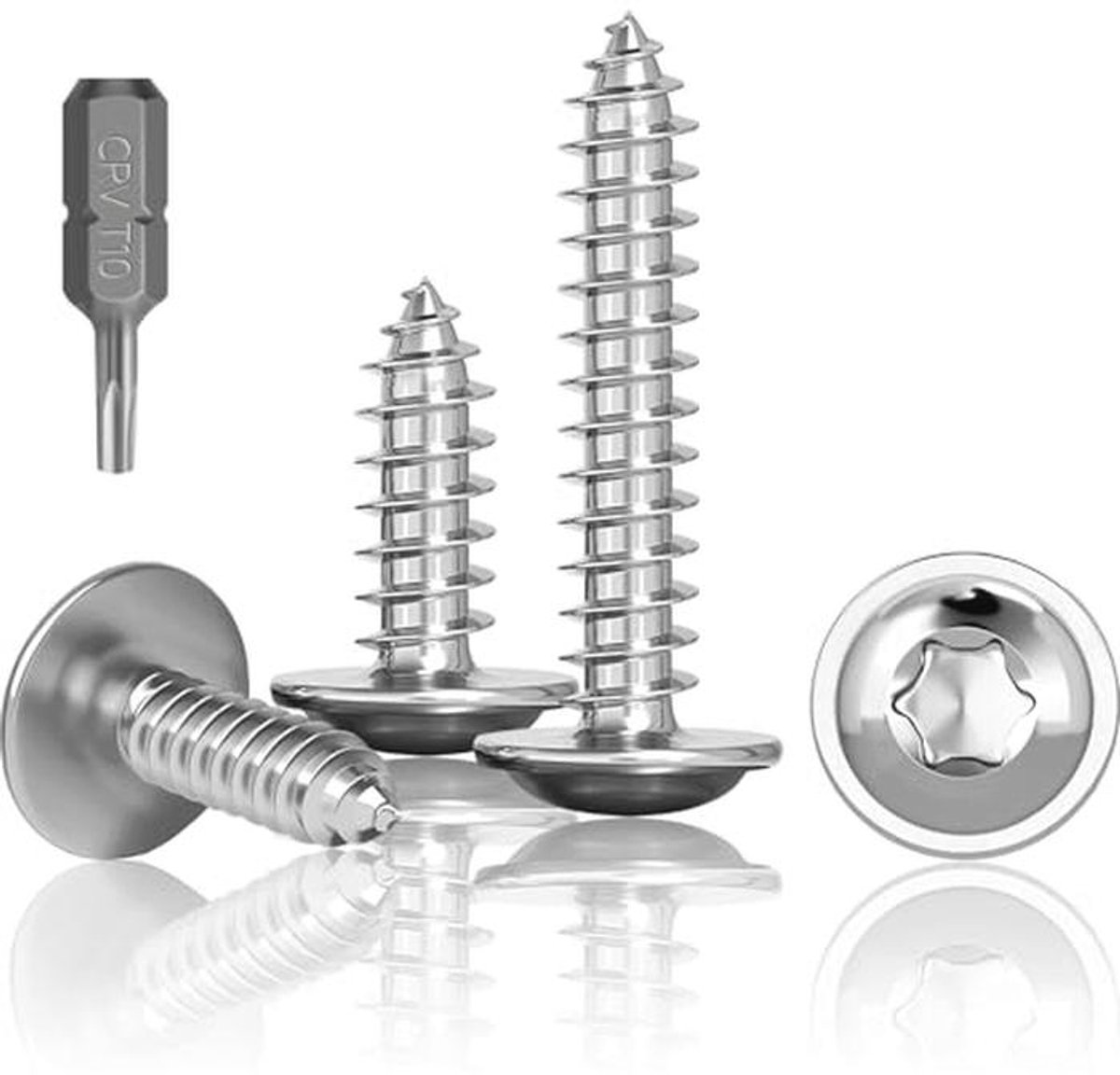 Zelftappende schroeven M3 x 16 mm - roestvrij staal, 100 stuks, platte kopschroeven met Torx-aandrijving
