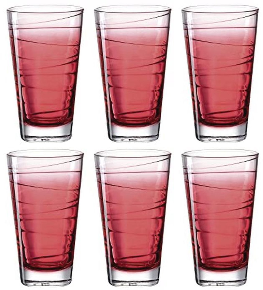 Set van 6 Drinkglazen 280 ml in Rood – Perfect voor Tafelsetting en Dagelijks Gebruik
