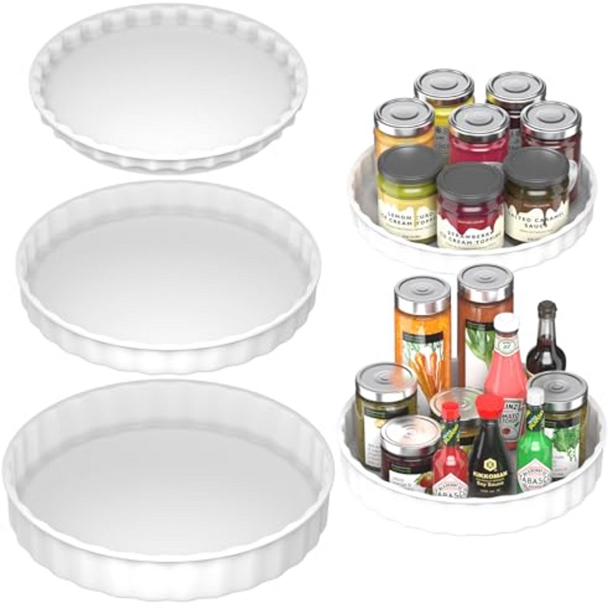 Draaiplateau Koelkastorganizer - Ronde Draaibare Organizer voor Specerijen & Yoghurt - Set van 3