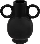 Olme Vaas - Decoratieve Bloemenvaas - Moderne Design Vaas - Vaas voor Woonkamer en Interieur - Waterdicht - Dolomiet Keramiek - 21 x 14.5 x 22.5 cm - Zwart