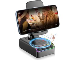 HD Omgeving Sound Speaker - Draagbare Bluetooth Speaker met Telefoonhouder - Draadloze Oplader voor iPhone/iPad/Samsung - Populair Cadeau voor Mannen en Vrouwen - Cadeau voor Vader en Moeder - Zwart - 1 Stuk
